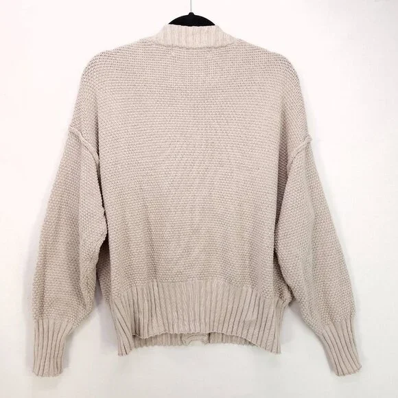 Free People Cardigan Sweater Hailee Cardi Chunky Knit Button Up Beige Size XS - Picture 3 of 14